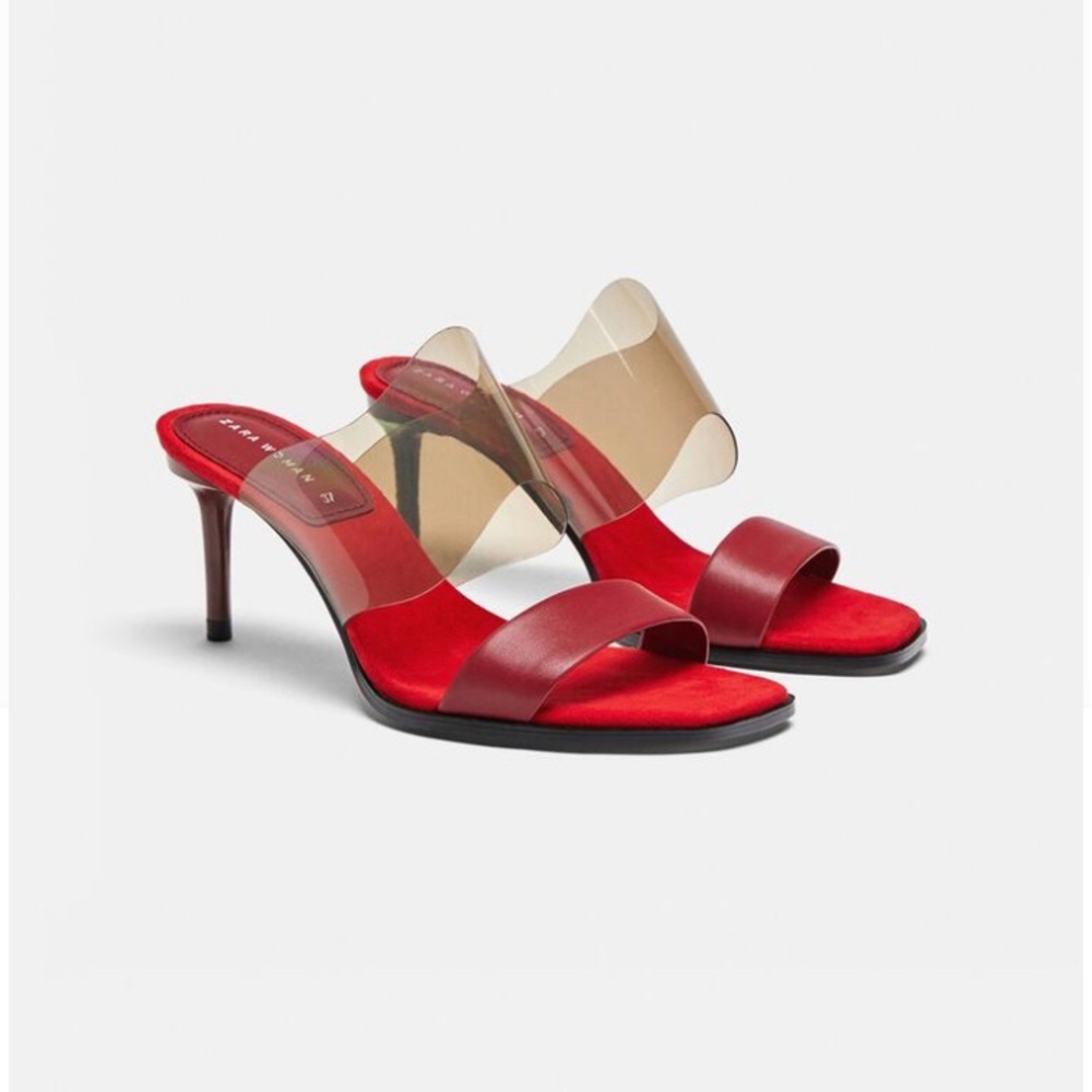 Zara Burgundy Vinyl Heels